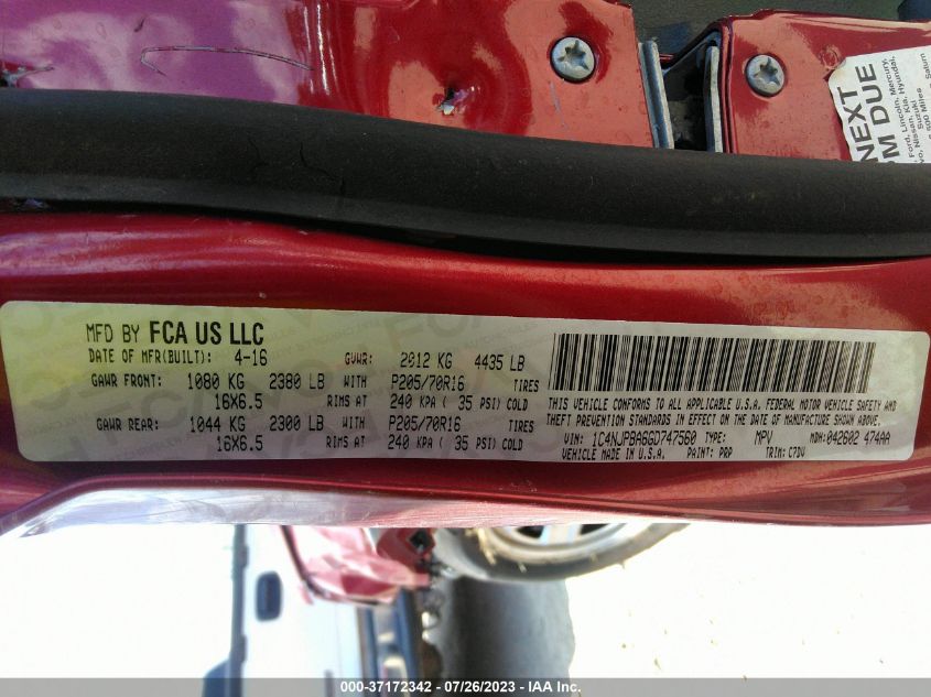 2016 JEEP PATRIOT SPORT - 1C4NJPBA6GD747560