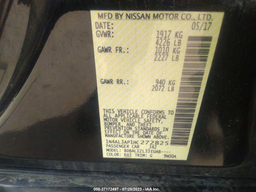 2017 NISSAN ALTIMA 2.5 SV - 1N4AL3AP1HC272825