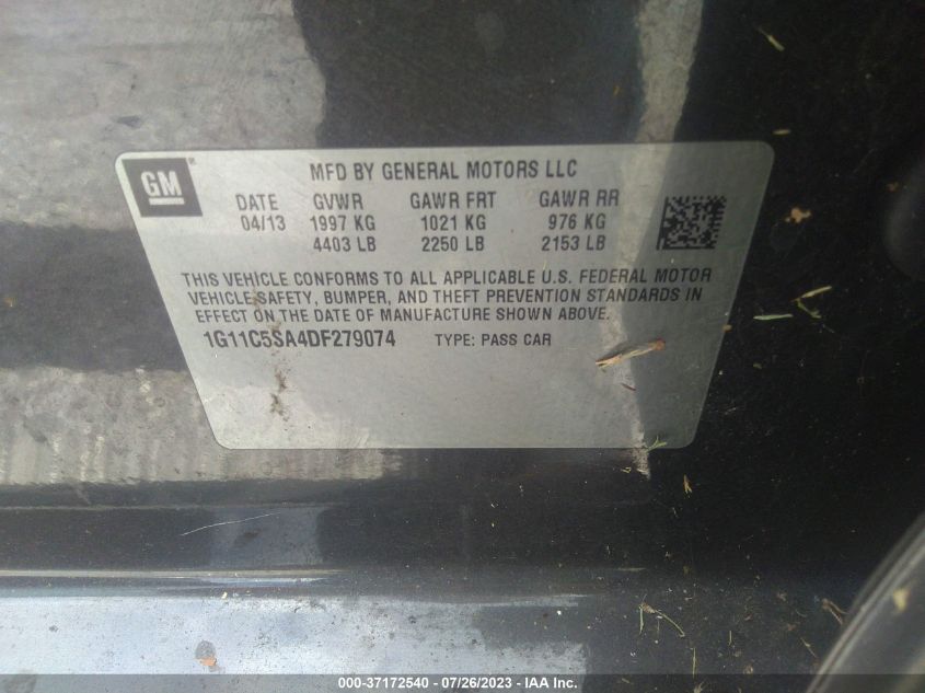 2013 CHEVROLET MALIBU LT - 1G11C5SA4DF279074