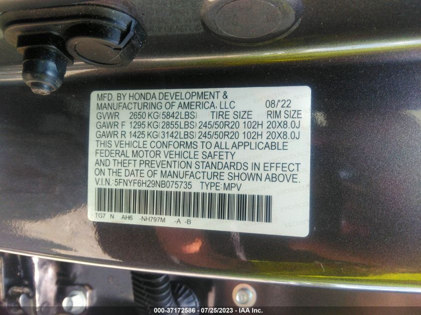 2022 HONDA PILOT SPECIAL EDITION - 5FNYF6H29NB075735