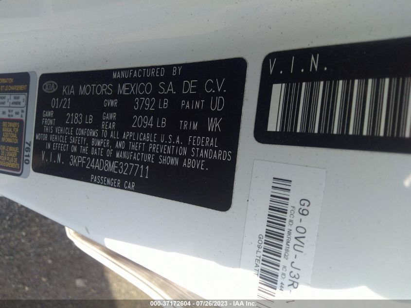 2021 KIA FORTE LXS - 3KPF24AD8ME327711