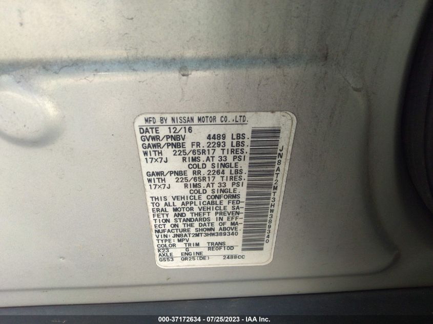 2017 NISSAN ROGUE S - JN8AT2MT3HW389340