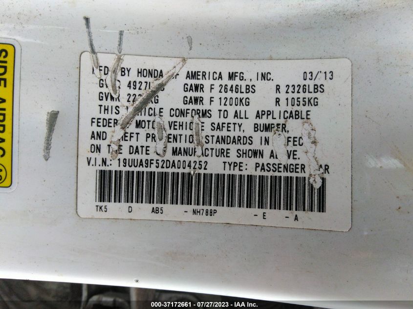 2013 ACURA TL TECH - 19UUA9F52DA004252