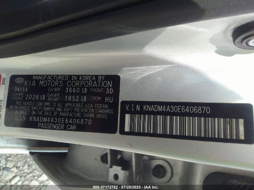 2014 KIA RIO LX - KNADM4A30E6406870