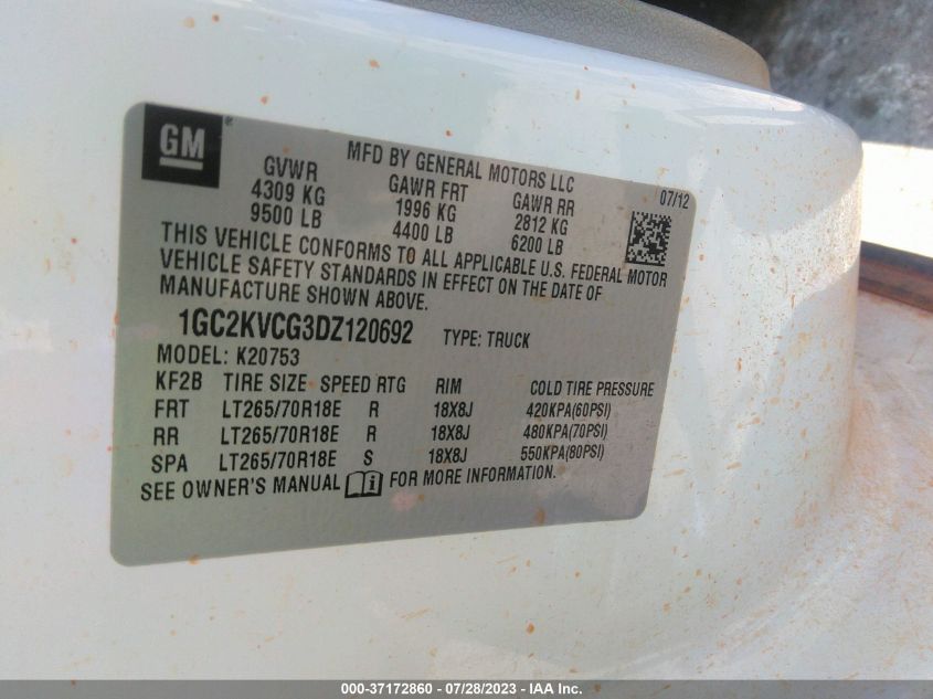 2013 CHEVROLET SILVERADO 2500HD WORK TRUCK - 1GC2KVCG3DZ120692