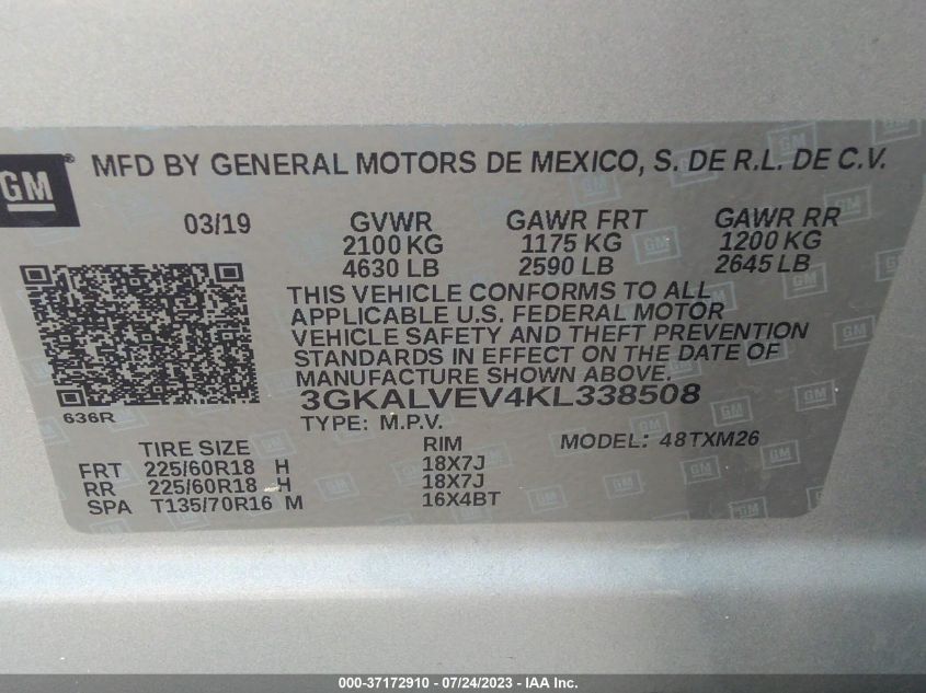 2019 GMC TERRAIN SLT - 3GKALVEV4KL338508