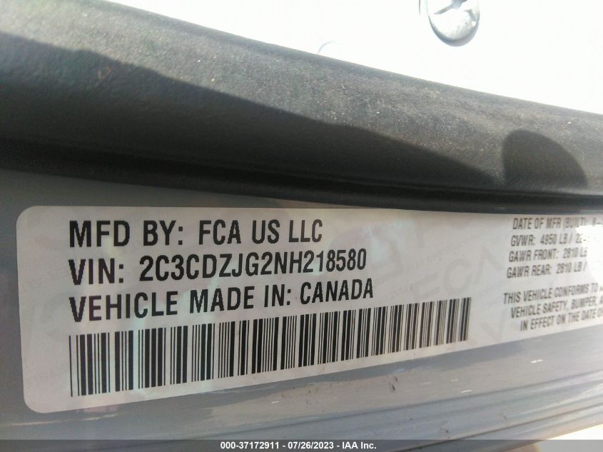 2022 DODGE CHALLENGER GT - 2C3CDZJG2NH218580