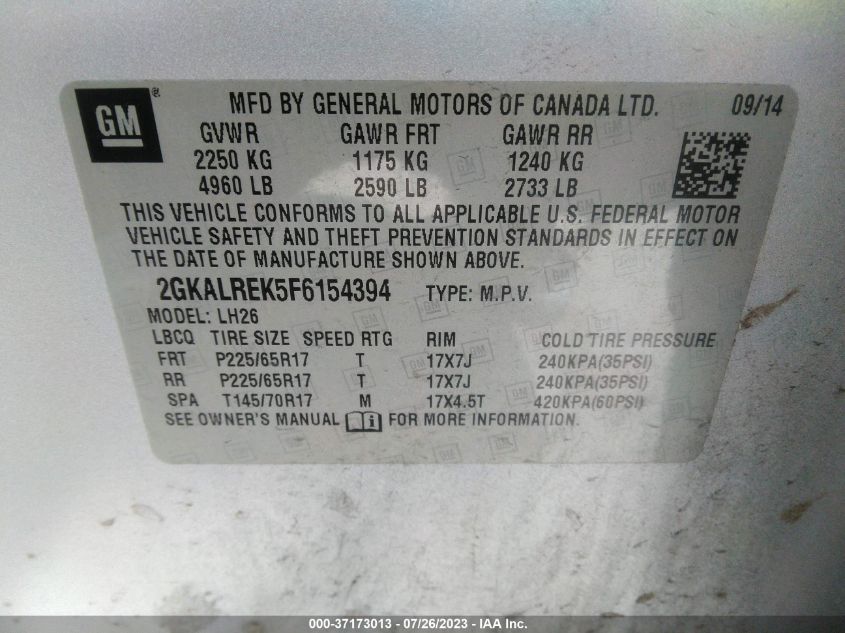 2015 GMC TERRAIN SLE - 2GKALREK5F6154394