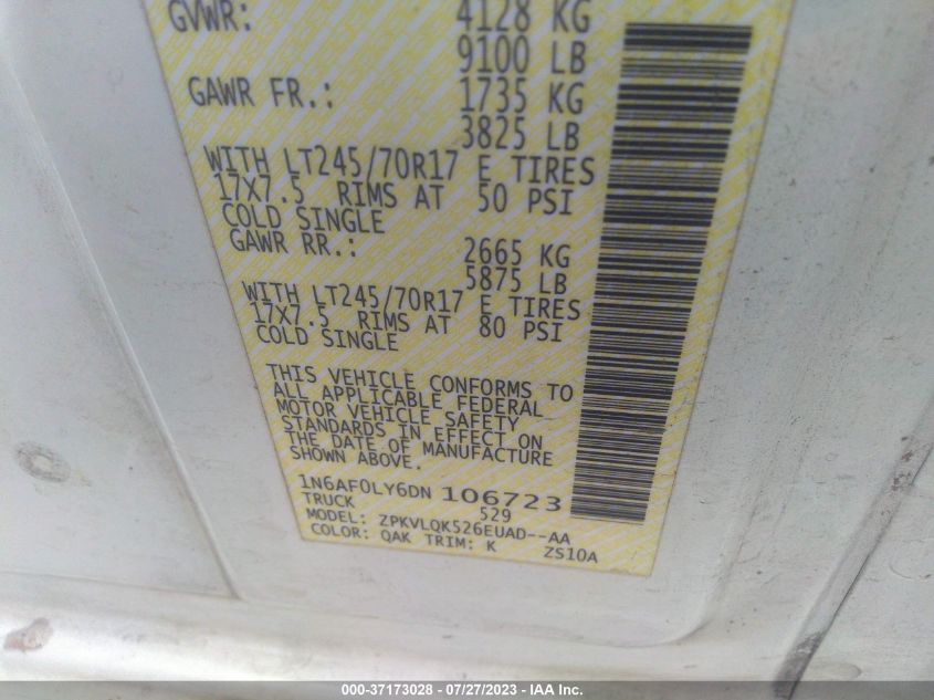 2013 NISSAN NV S 1N6AF0LY6DN106723