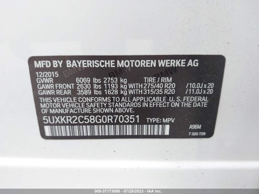 2016 BMW X5 SDRIVE35I - 5UXKR2C58G0R70351