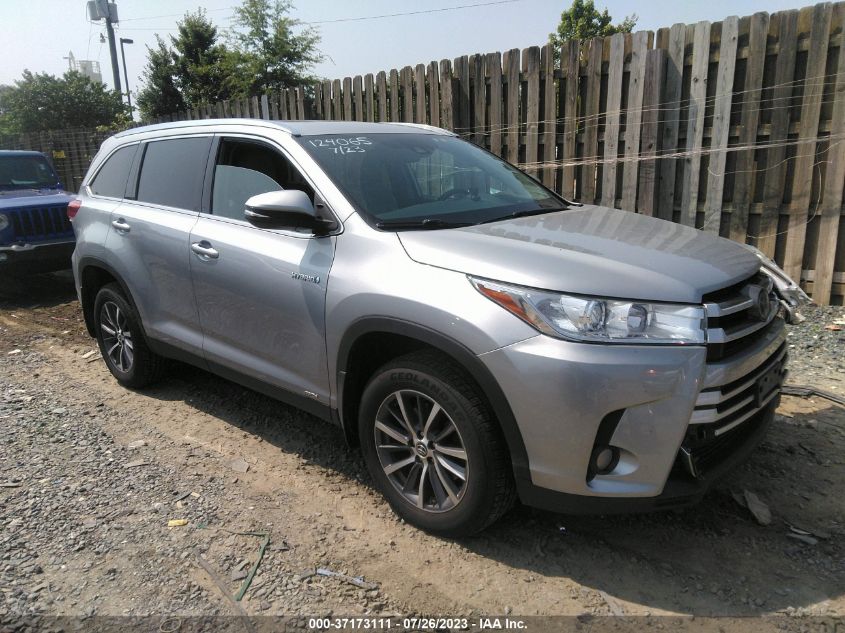 2019 TOYOTA HIGHLANDER HYBRID XLE - 5TDJGRFH8KS053112