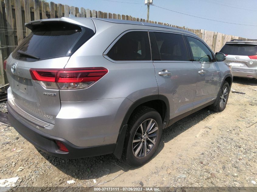 2019 TOYOTA HIGHLANDER HYBRID XLE - 5TDJGRFH8KS053112