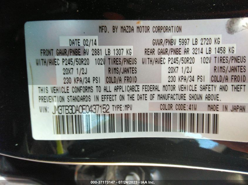 2014 MAZDA CX-9 GRAND TOURING - JM3TB3DA0E0437152