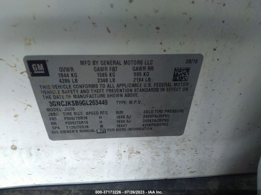 2016 CHEVROLET TRAX LS - 3GNCJKSB9GL263449