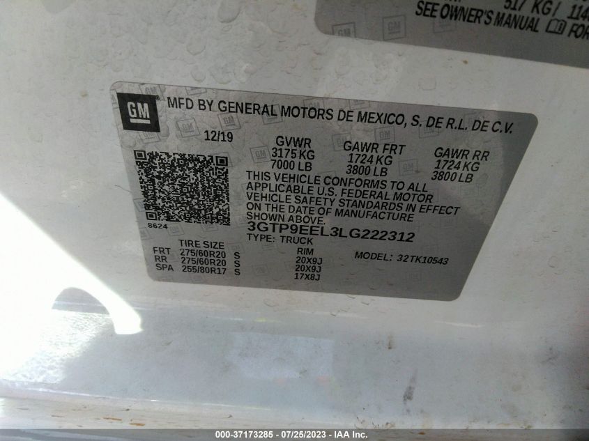 2020 GMC SIERRA 1500 AT4 - 3GTP9EEL3LG222312