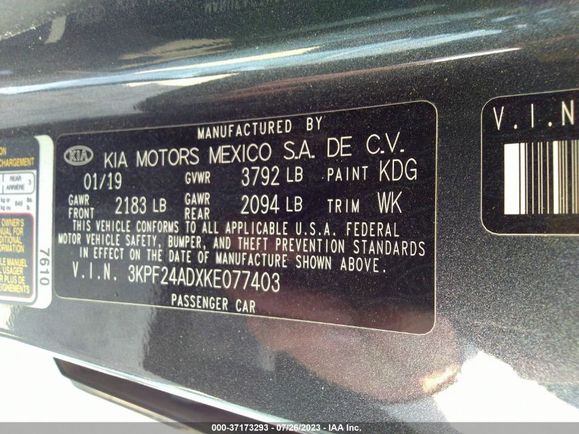 2019 KIA FORTE FE/LX/LXS - 3KPF24ADXKE077403