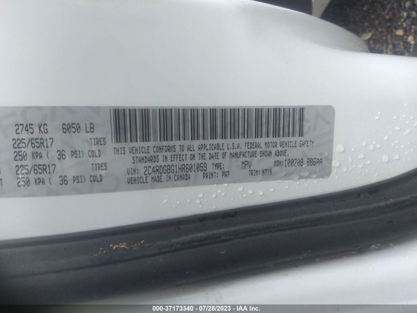 2017 DODGE GRAND CARAVAN SE PLUS - 2C4RDGBG1HR601059