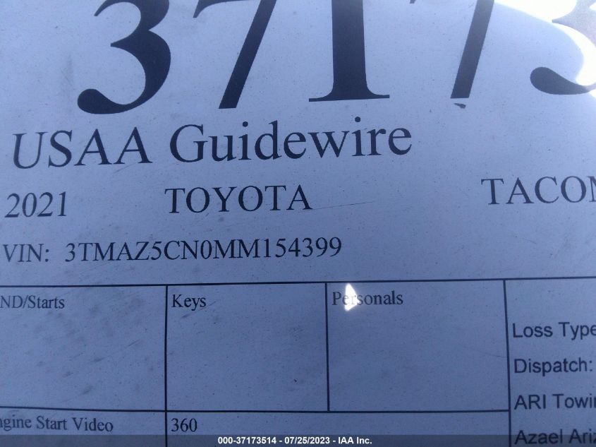 2021 TOYOTA TACOMA 2WD SR5/TRD SPORT - 3TMAZ5CN0MM154399