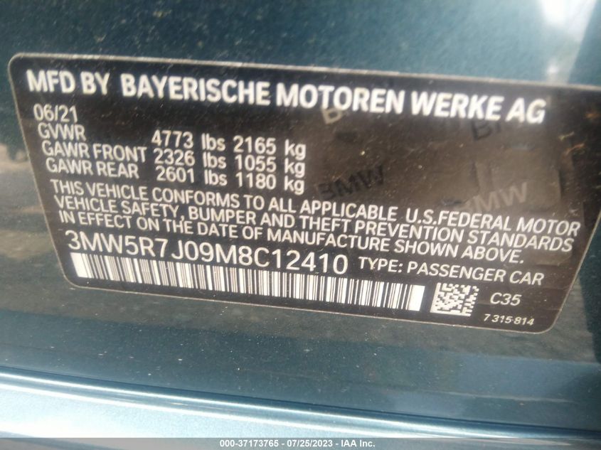 2021 BMW 3 SERIES 330I XDRIVE - 3MW5R7J09M8C12410