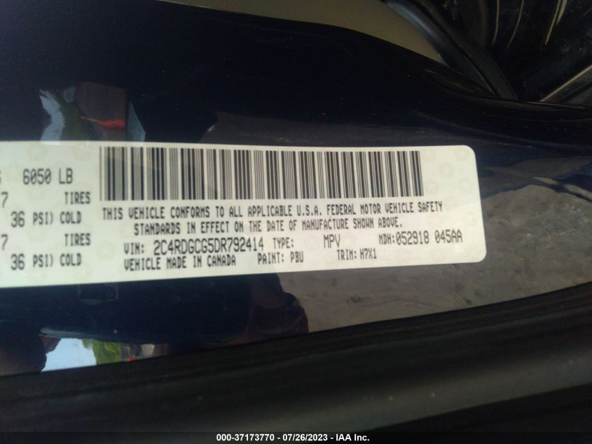 2013 DODGE GRAND CARAVAN SXT - 2C4RDGCG5DR792414