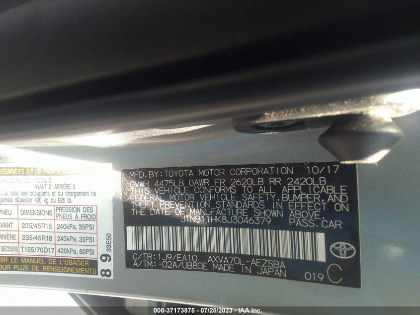 2018 TOYOTA CAMRY SE - JTNB11HK8J3046379