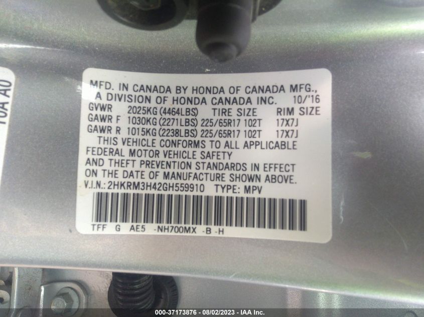 2016 HONDA CR-V SE - 2HKRM3H42GH559910
