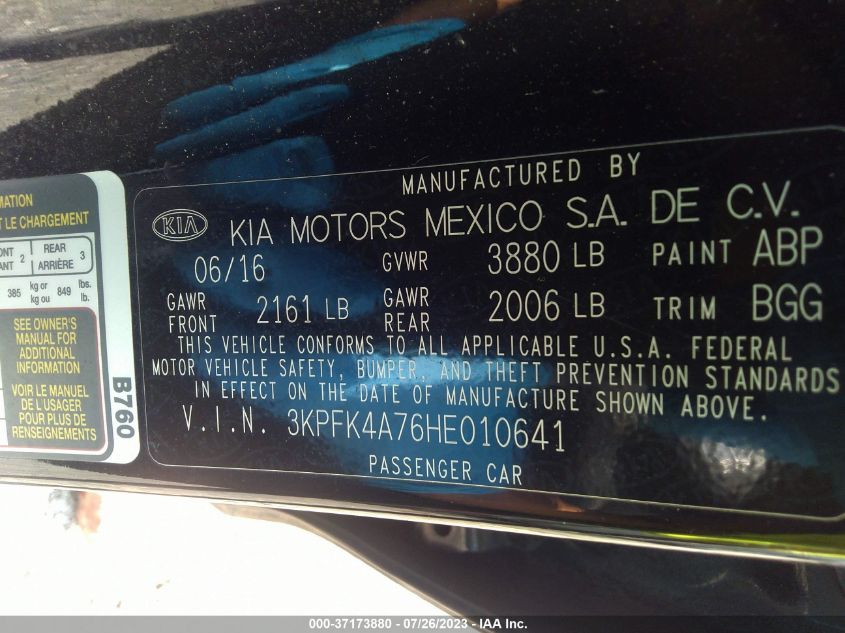 2017 KIA FORTE LX - 3KPFK4A76HE010641