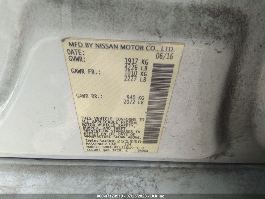 2016 NISSAN ALTIMA 2.5 SR - 1N4AL3AP0GC251530