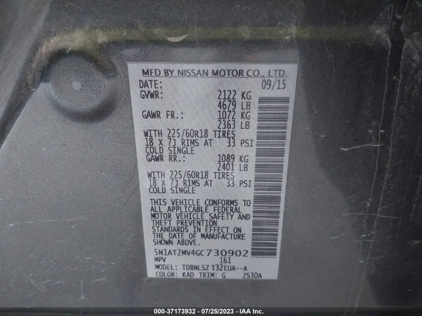 2016 NISSAN ROGUE SL - 5N1AT2MV4GC730902