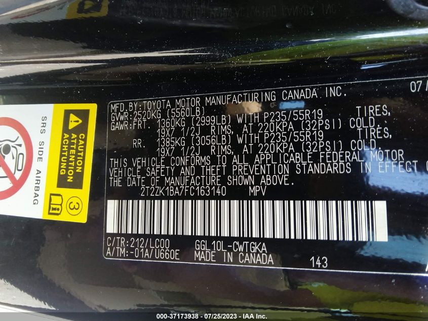 2015 LEXUS RX 350 - 2T2ZK1BA7FC163140