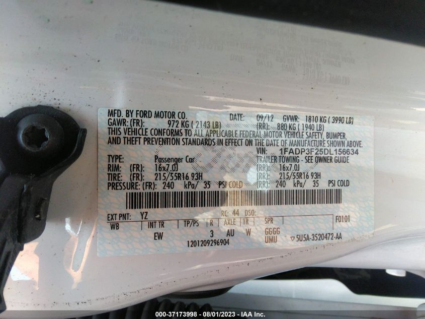 2013 FORD FOCUS SE - 1FADP3F25DL156634