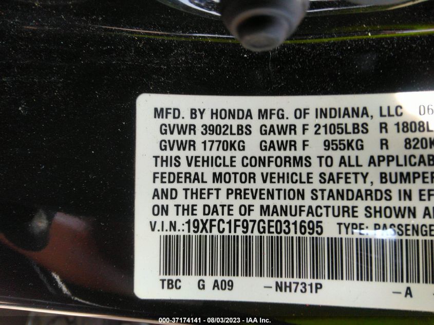 2016 HONDA CIVIC SEDAN TOURING - 19XFC1F97GE031695