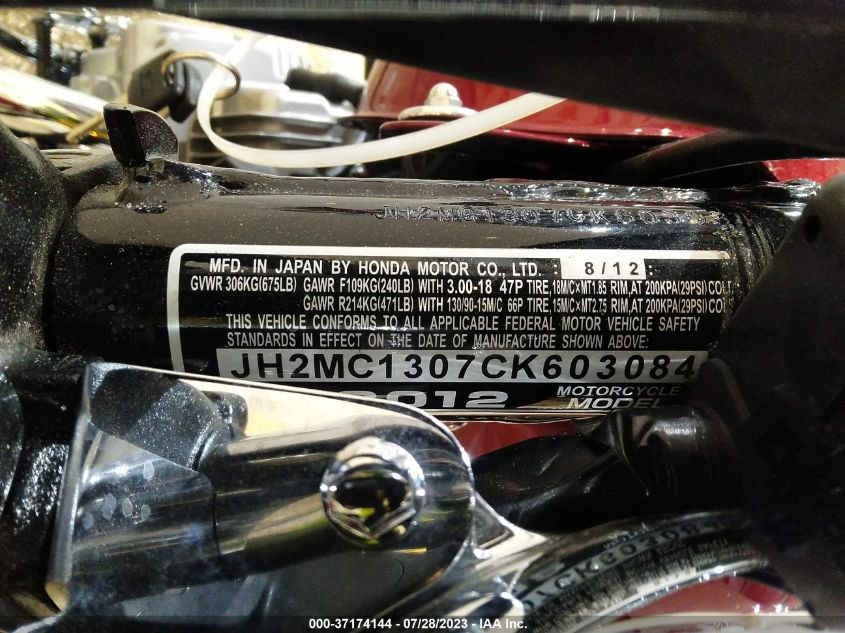 2012 HONDA CMX250 C JH2MC1307CK603084