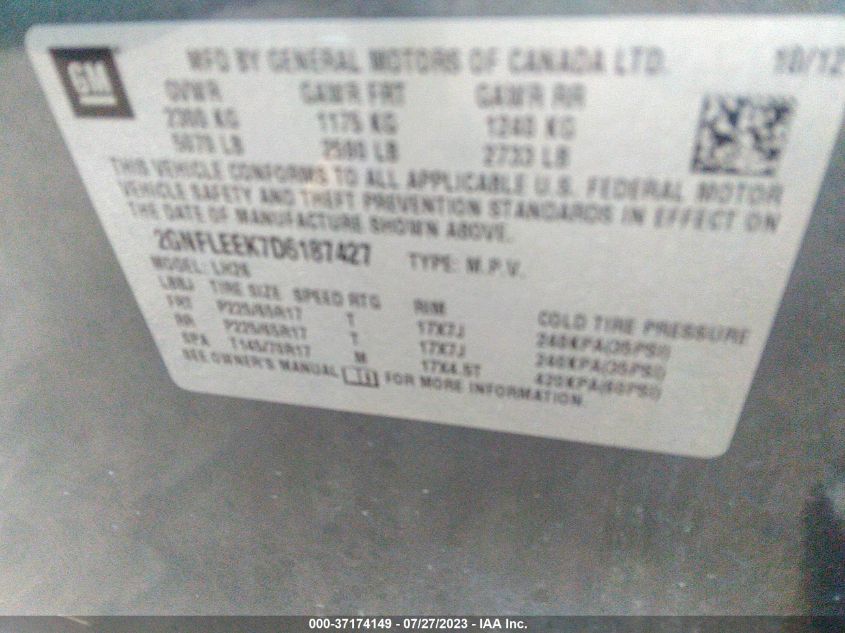 2013 CHEVROLET EQUINOX LT - 2GNFLEEK7D6187427