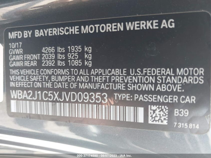 2018 BMW 2 SERIES 230I - WBA2J1C5XJVD09353