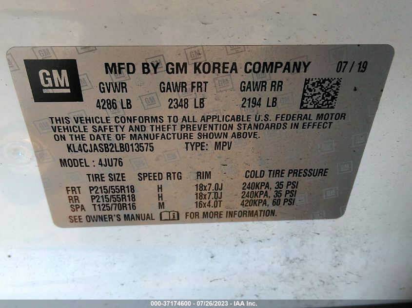 2020 BUICK ENCORE PREFERRED - KL4CJASB2LB013575