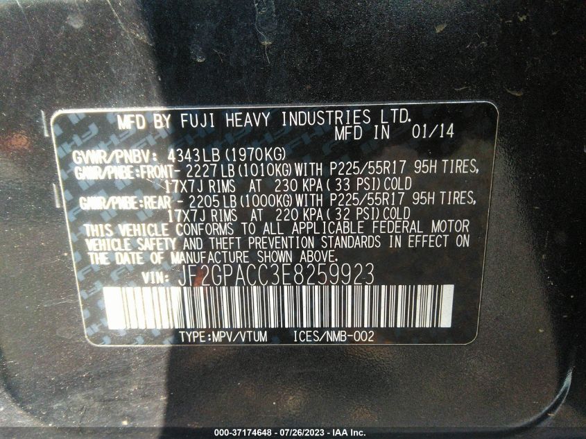 2014 SUBARU XV CROSSTREK PREMIUM - JF2GPACC3E8259923