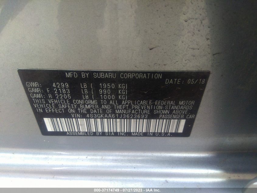 2018 SUBARU IMPREZA - 4S3GKAA61J3623693