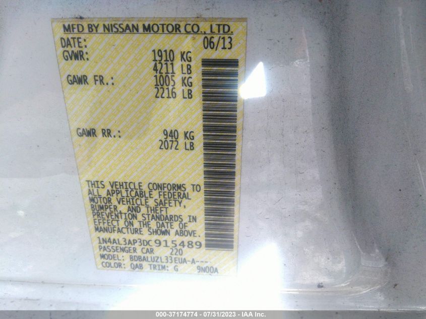 2013 NISSAN ALTIMA 2.5 SV - 1N4AL3AP3DC915489