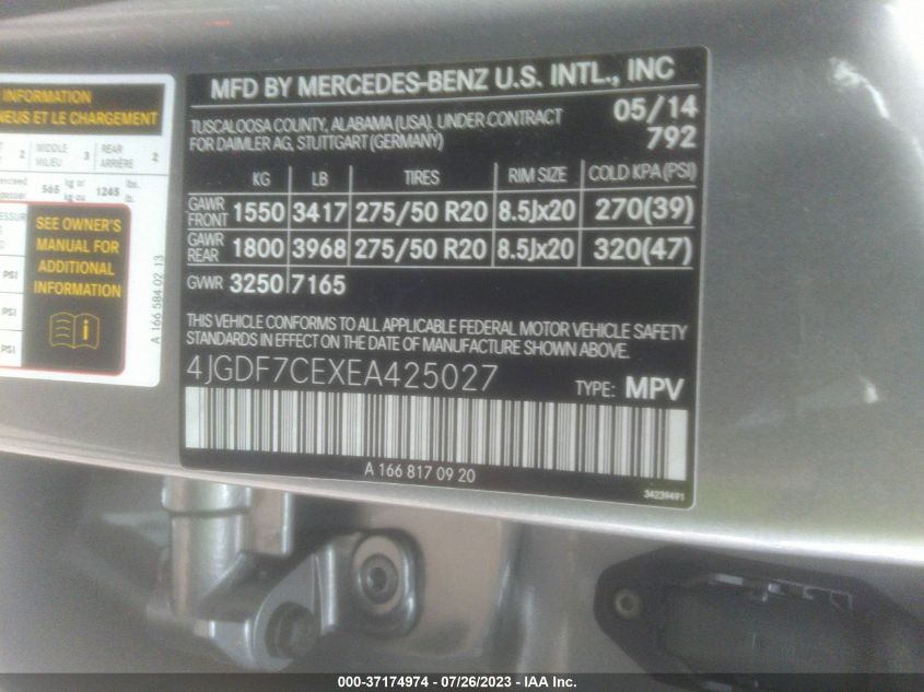 2014 MERCEDES-BENZ GL-CLASS GL 450 4JGDF7CEXEA425027