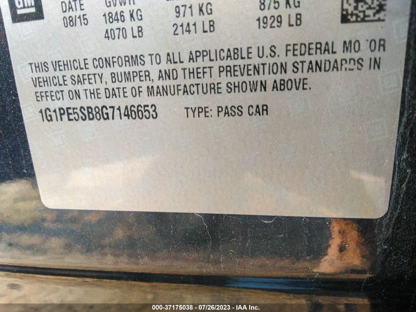 2016 CHEVROLET CRUZE LIMITED LT - 1G1PE5SB8G7146653