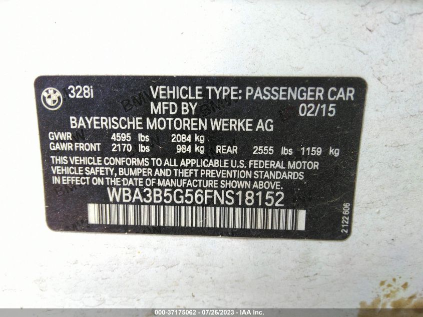 2015 BMW 3 SERIES 328I XDRIVE - WBA3B5G56FNS18152