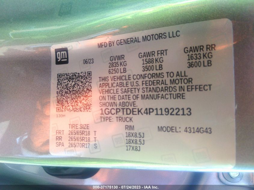 2023 CHEVROLET COLORADO 4WD Z71 - 1GCPTDEK4P1192213