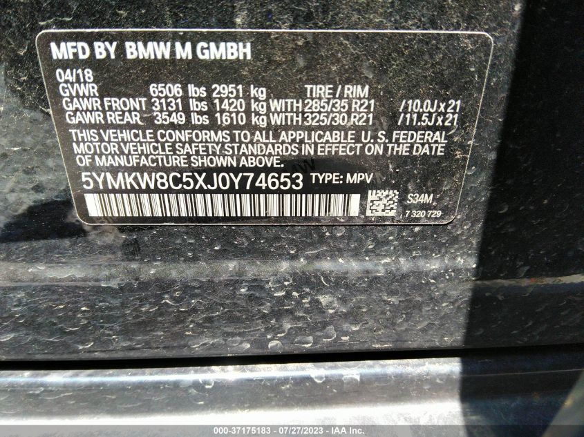 2018 BMW X6 M - 5YMKW8C5XJ0Y74653