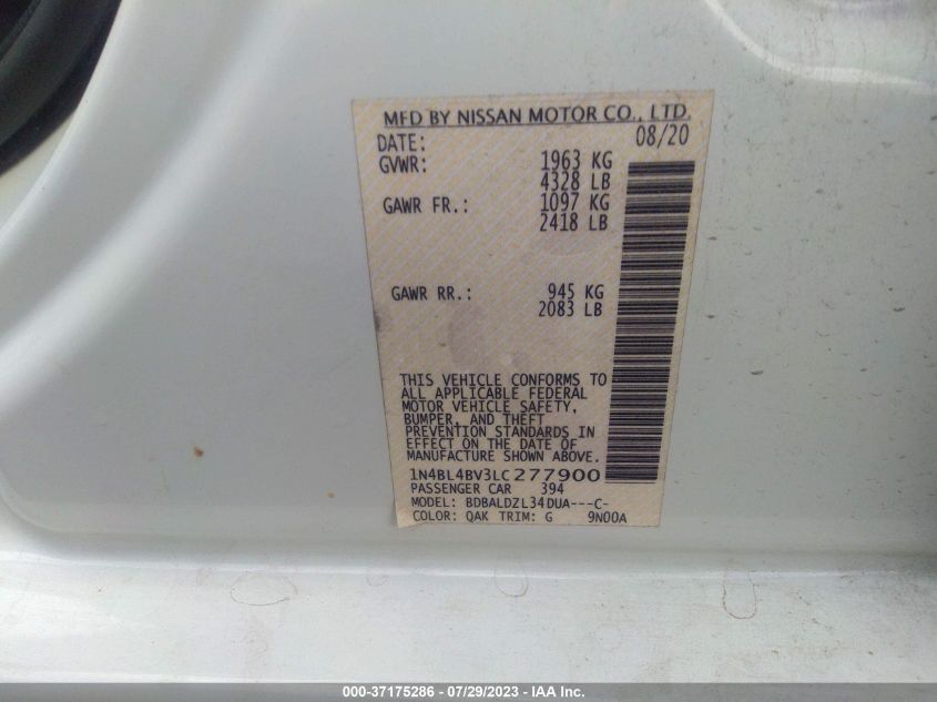 2020 NISSAN ALTIMA S - 1N4BL4BV3LC277900