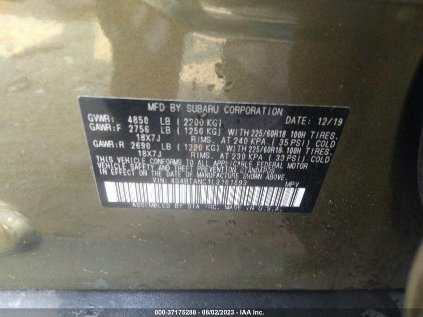 2020 SUBARU OUTBACK LIMITED - 4S4BTANC1L3161593