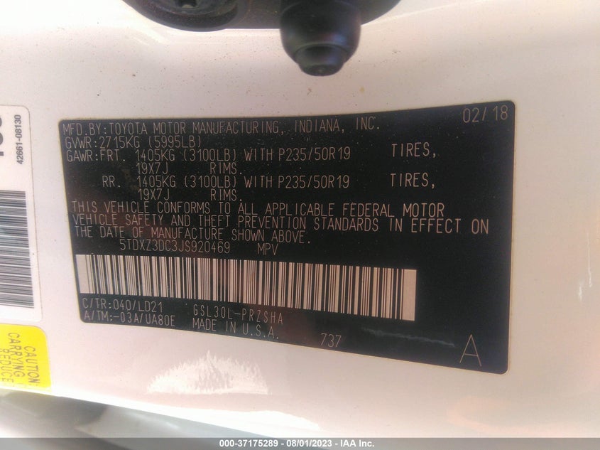 VIN 5TDXZ3DC3JS920469 2018 TOYOTA SIENNA SE/SE PREMIUM