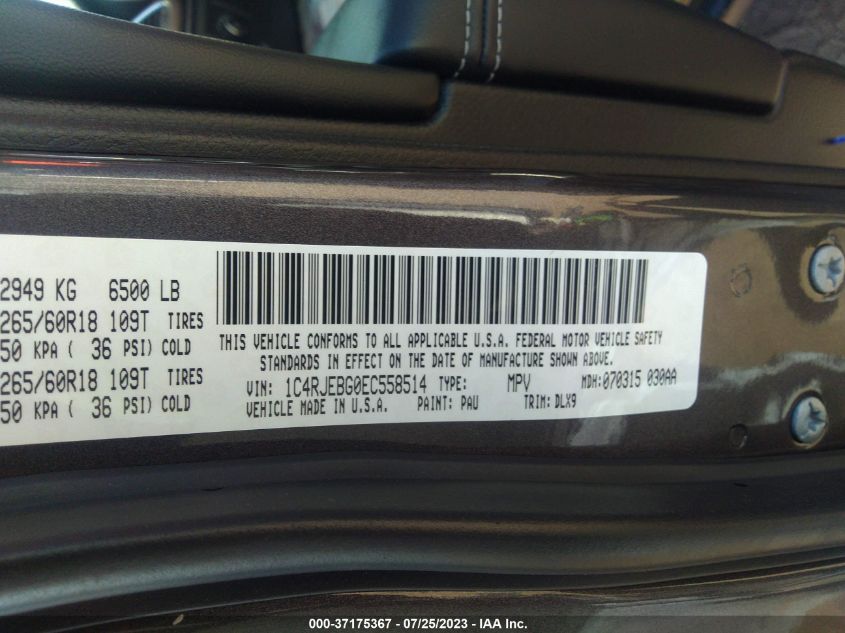 2014 JEEP GRAND CHEROKEE LIMITED - 1C4RJEBG0EC558514