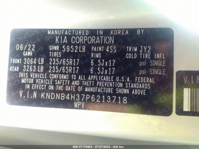 2023 KIA CARNIVAL LX - KNDNB4H37P6213718
