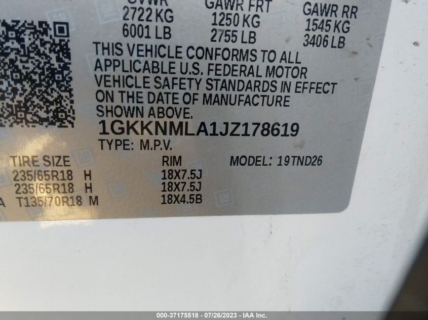 2018 GMC ACADIA SLT - 1GKKNMLA1JZ178619